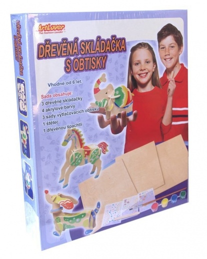 Dřevěné skládačky s obtisky - zvířátka