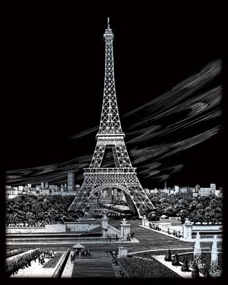 Vyškrabovací obrázek - stříbrný -  Eiffelova věž