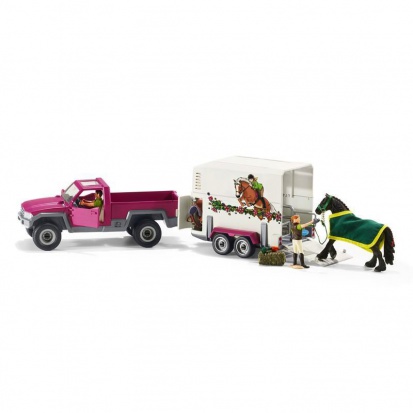 Schleich Pick-up s přívěsem a koněm