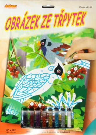 Obrázek ze třpytek - Ptáčci