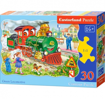 Puzzle CASTORLAND - Zelená lokomotiva 30 dílků