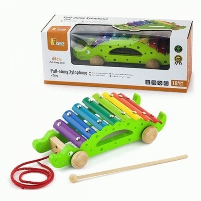 Viga Dřevěný tahací xylofon - krokodýl