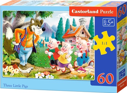 Puzzle CASTORLAND - Tři prasátka s vlkem 60 dílků