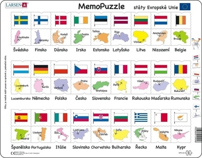 Larsen Puzzle Memo - státy,hlavní města,vlajky 54 dílků