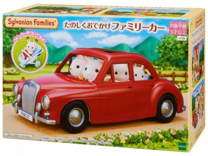 Sylvanian family Rodinné cestovní auto červené s kočárkem a autosedačkou