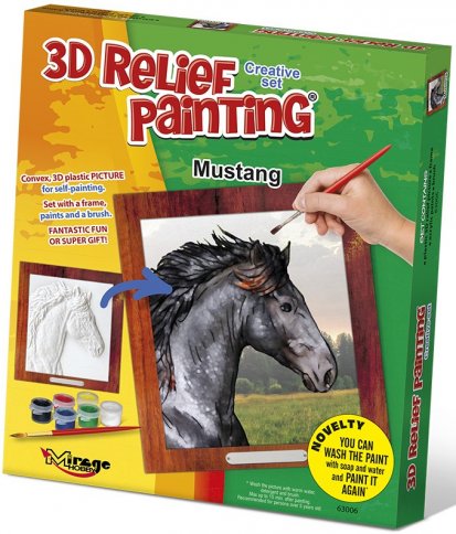 3D reliéfní obrázek 19x21cm Kůň - Mustang