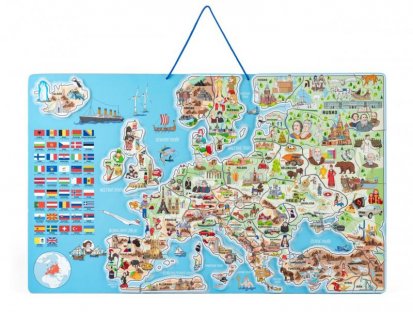 Woody Magnetická mapa EVROPY, společenská hra 3 v 1, ČJ