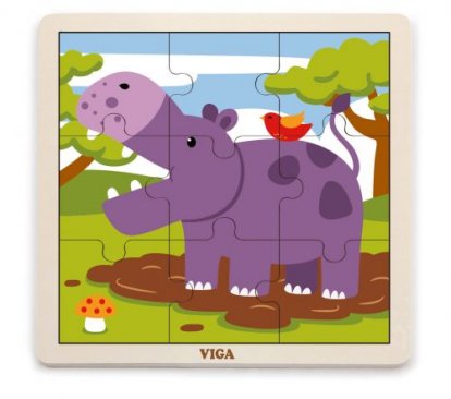 Viga Dřevěné puzzle - hroch