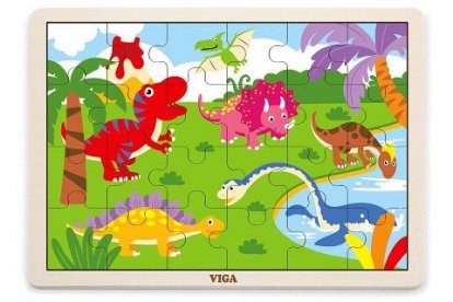 Viga Dřevěné puzzle 24 dílků - dinosauři