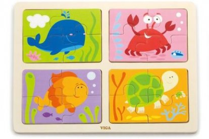 Viga Dřevěné puzzle 4v1 - moře