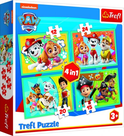 Trefl Puzzle Šťastný tým Tlapková Patrola 4v1