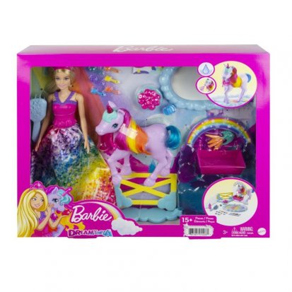 Mattel Barbie PRINCEZNA A DUHOVÝ JEDNOROŽEC HERNÍ SET