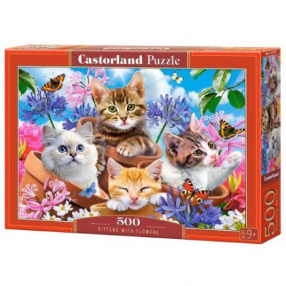 Puzzle CASTORLAND 500 dílků - Kočky mezi kvítím