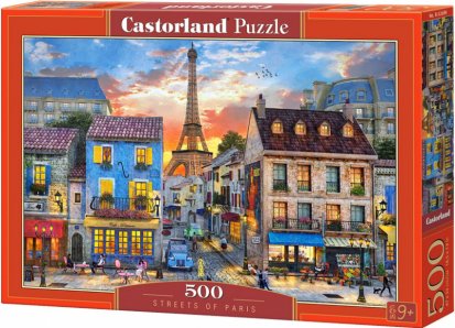 Puzzle Castorland 500 dílků - Ulička v Paříži - Pohled na Eiffelku
