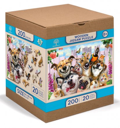 Dřevěné Puzzle Crazy Pets M 25,4 x 18,2 cm