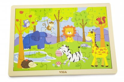 Viga Dřevěné puzzle 24 dílků - zoo