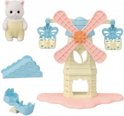 Sylvanian Families Zábavný park s větrným mlýnem a kotětem