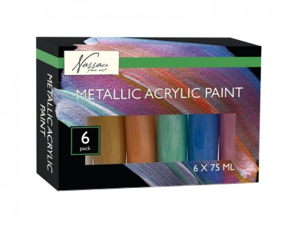 Grafix Akrylové metalické barvy- sada, 6 x75 ml