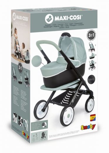 Smoby Kombinovaný kočárek Maxi Cosi pro panenky zelenošedý