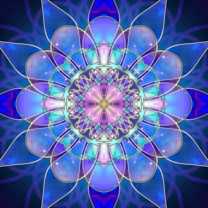 Diamantový obrázek mandala 7D - Tmavě modrý kruh 30x30cm