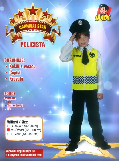 MaDe Kostým na karneval - policista, 120 - 130 cm
