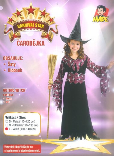 Kostým Gotická Čarodějka 130 - 140 cm