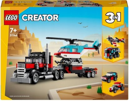 LEGO Creator 3v1 31146 Náklaďák s plochou korbou a helikoptéra