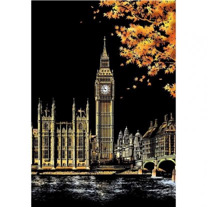 Škrabací obrázek- Big Ben, London 40,5x28,5cm