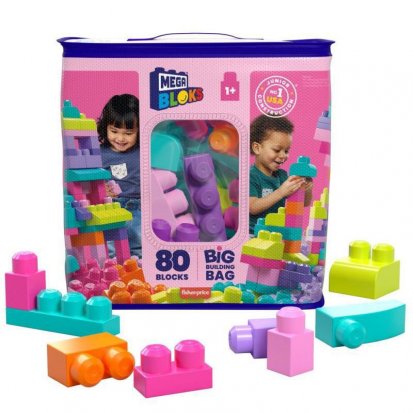 Mega Bloks Velký pytel kostek - růžový (80)