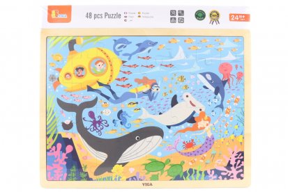 Viga Dřevěné puzzle 48 dílků - mořský život