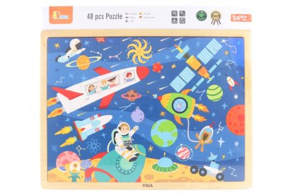 Viga Dřevěné puzzle 48 dílků - vesmír