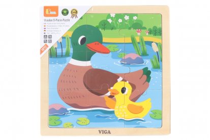 Viga Dřevěné puzzle 9 dílků - kachna