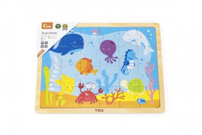 Viga Dřevěné puzzle 24 dílků - podmořský svět