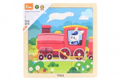 Viga Dřevěné puzzle 9 dílků - mašinka
