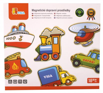 Viga Dřevěné magnety 20 ks - dopravní prostředky